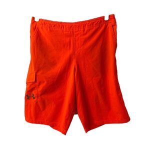 Boys XL Shorts Under Armour Orange Athletic Pockets Lightweight Cargo